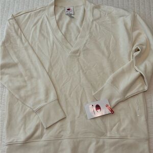 Champion Men’s V-Neck Sweater in Light Cream